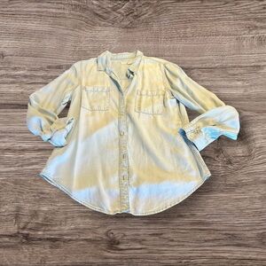 Thread & Supply Women’s Blue Chambray Long Sleeve Button Up Shirt Top Small
